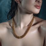 tactile woven link chunky chain gold necklace