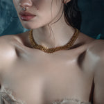 tactile woven link chunky chain gold necklace