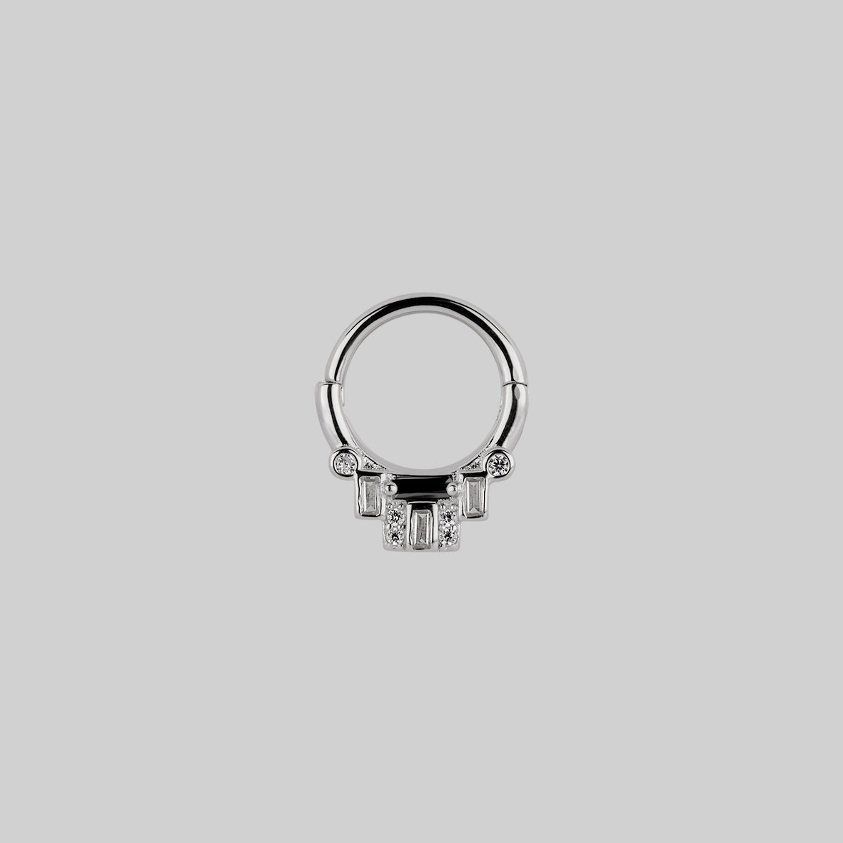 deco black spinel septum clicker ring silver