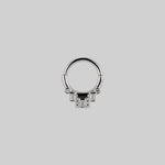 deco black spinel septum clicker ring silver