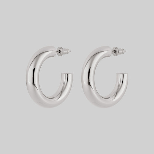 YARA. Simple Small Hoop Earrings - Silver