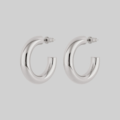 AMOR. Rose Stem Stud Earrings - Silver