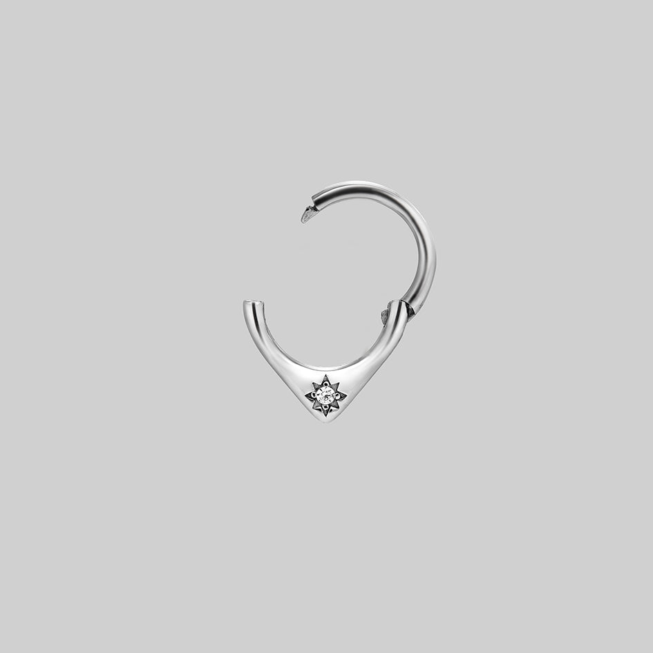 silver gothic gemstone star chevron clicker septum ring