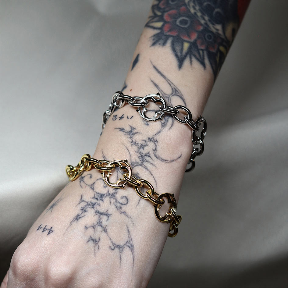 Sanctum silver gold gothic chunky chain bracelets 