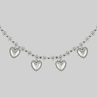 silver heart charms necklace