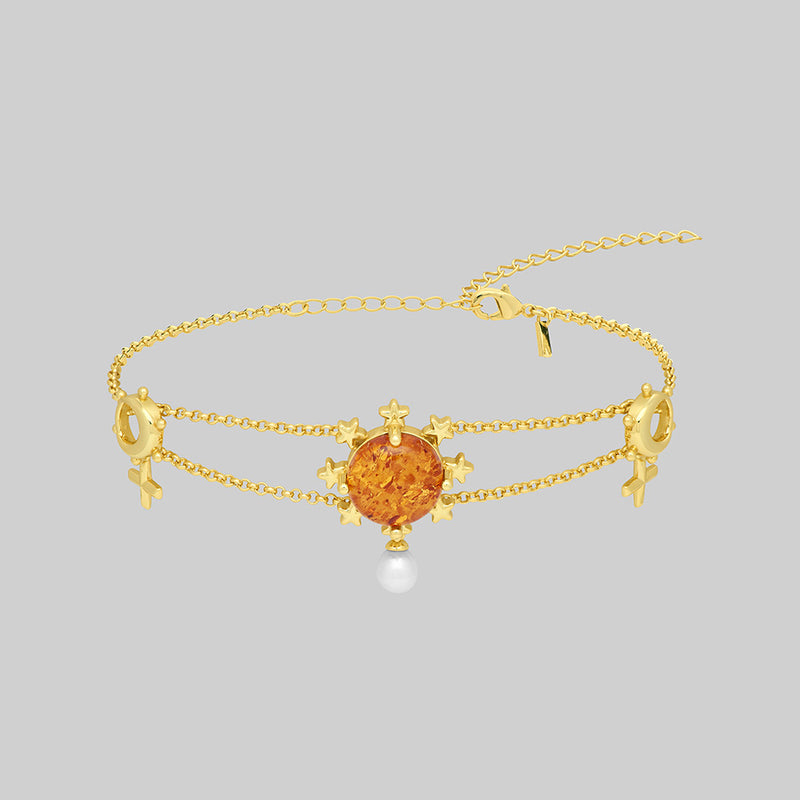 SOLARIS. Flaming Sun Amber Bracelet - Gold