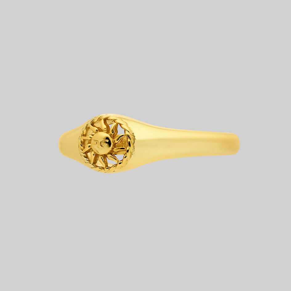 Gold gothic sun signet celestial ring whimsygoth