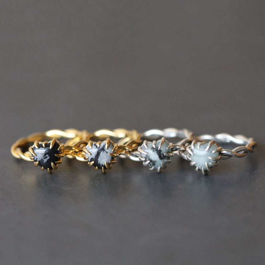 SPRITE. Clawed Heart Gemstone Ring - Silver
