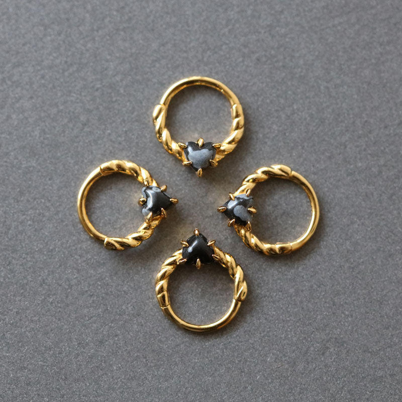 SPRITE. Clawed Heart Gemstone Septum Clicker Ring Gold REGALROSE