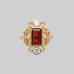 gold garnet cocktail gothic ring