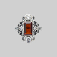 silver gothic garnet cocktail ring