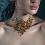 filigree leaf ornate gothic cascading choker silver