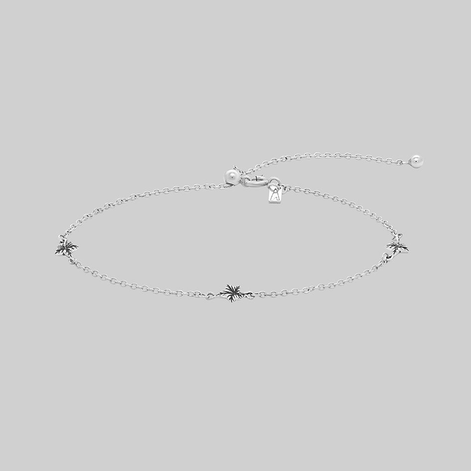 Silver tiny ivy leaf chain bracelet with adjustable slider