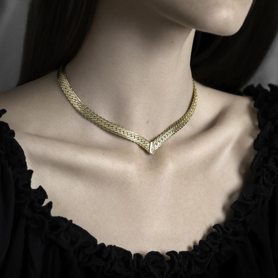 Gold Chevron style chunky collar