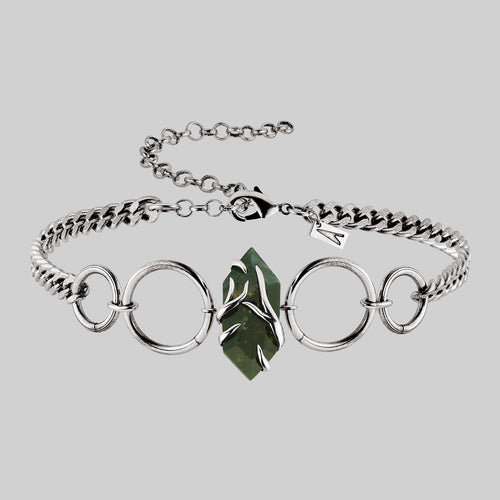 METAMORPHOSIS. Gemstone Heart & Chain Charm Necklace - Silver