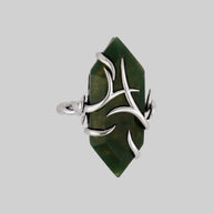 green moss gemstone silver ring