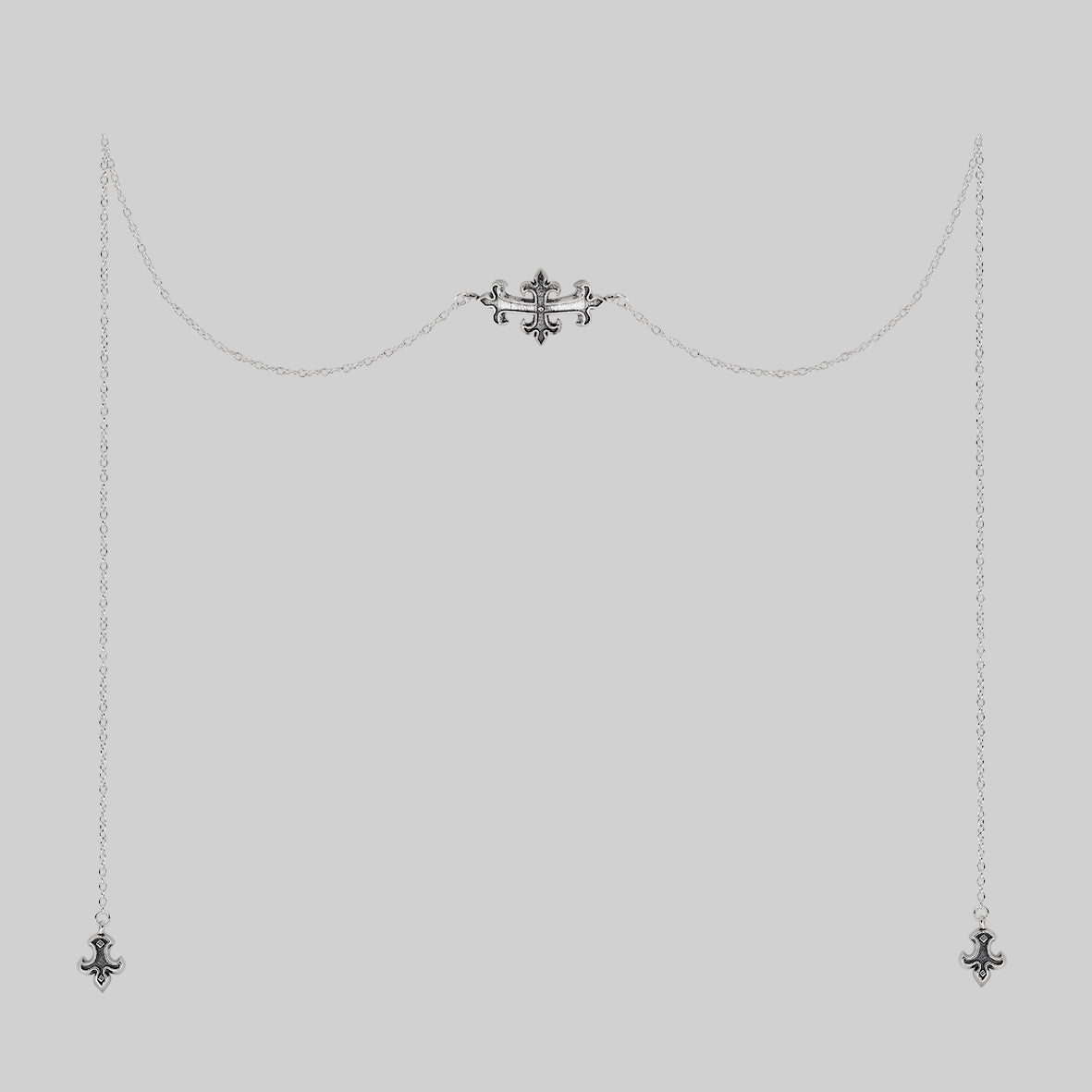 medieval armour style gothic face chain silver