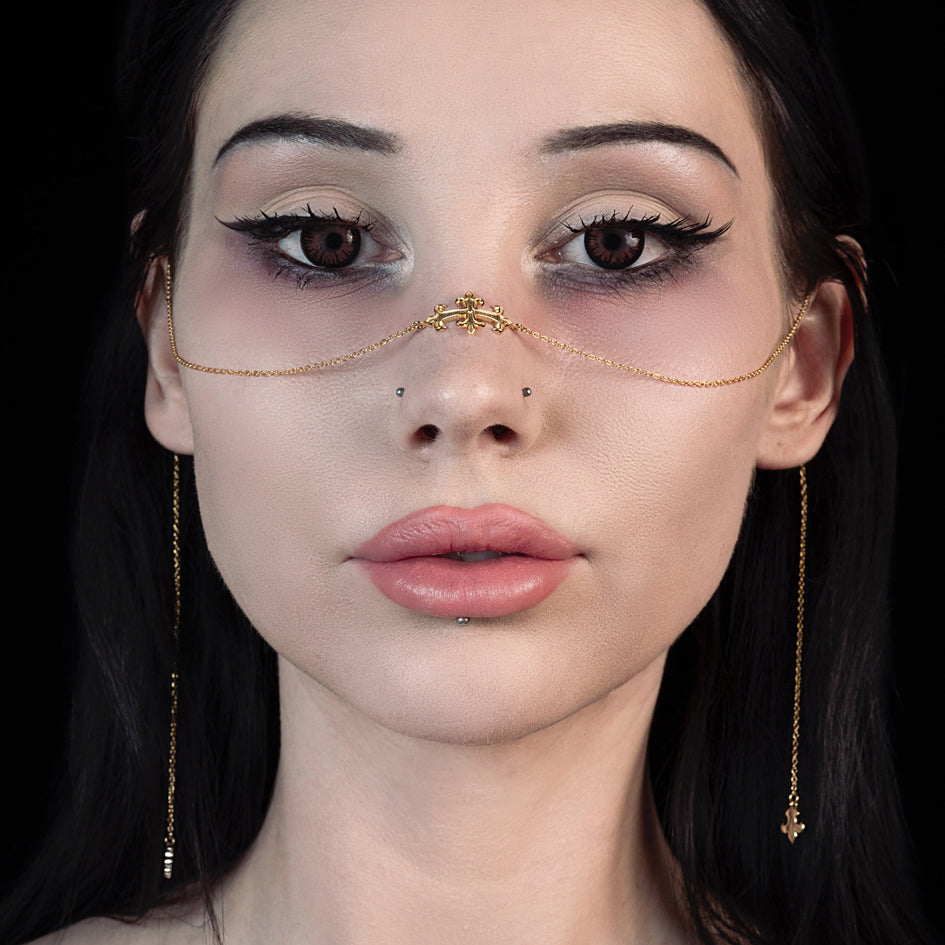 medieval armour style gothic face chain gold