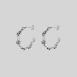 climbing ivy leaf hoop earrings silver