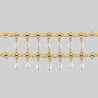 gold double chain choker with freshwater pearl drops