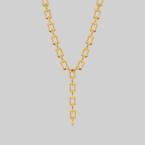 VALOUR. Double Chain Pearl Drop Choker - Gold