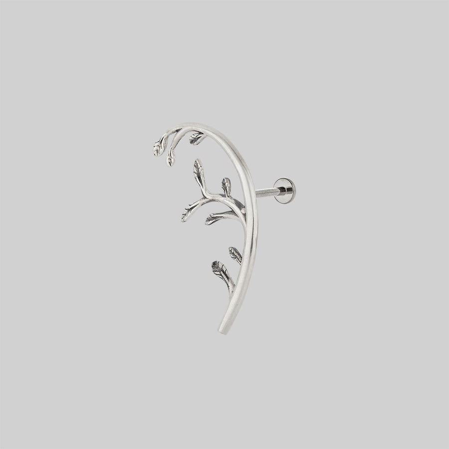 silver leaf arch cartilage stud earring