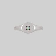 star set opal silver signet ring
