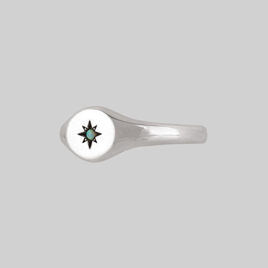 VICTORIA. Opal Signet Ring - Silver