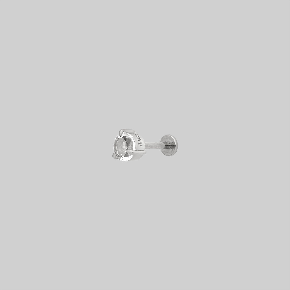 Veil gothic silver trefoil glass stud earring