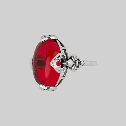 HEART KEEPER. Anatomical Heart Under Glass Ring - Silver