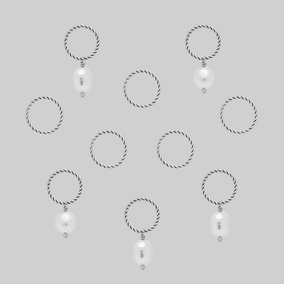 Silver pearl hair rings gothic hair accessories