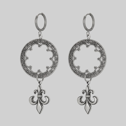 FLORENTINA. Cherub & Stars Drop Earrings - Silver