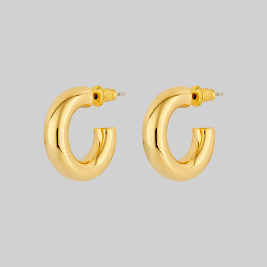 YARA. Simple Small Hoop Earrings - Gold