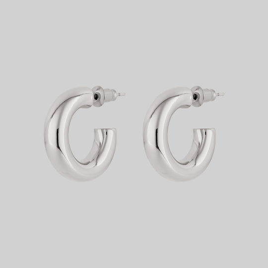 YARA. Simple Small Hoop Earrings - Silver
