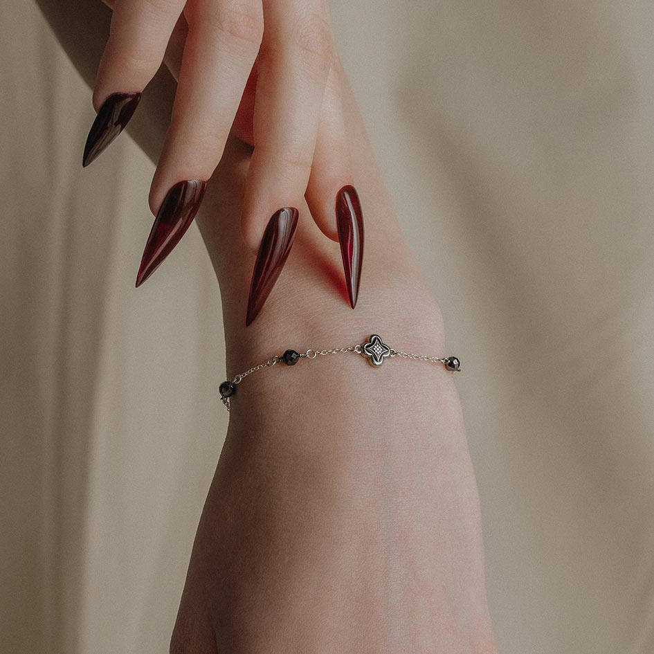 silver gothic dainty chain bracelet