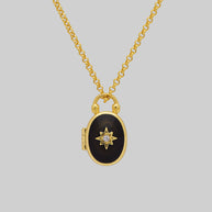 Gothic black enamel oval georgian-inspired locket chain gold