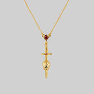 gold sword anatomical brain necklace