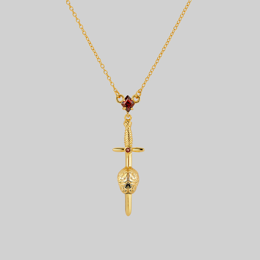gold sword anatomical brain necklace