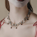 silver chunky agate vintage inspired chain necklace