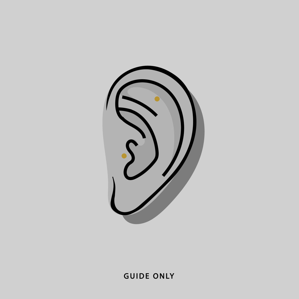 placement image for flat and tragus piercings