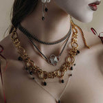 gold chunky agate gothic chain necklace
