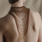 gold multi layered waterfall sparkle necklace 