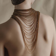 gold multi layered waterfall sparkle necklace 