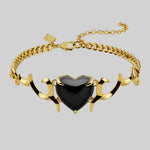 gold choker with black obsidian heart detail gothic alternative jewellery