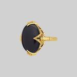 Gold gothic black onyx statement ring alternative jewellery