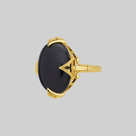 Gold gothic black onyx statement ring alternative jewellery