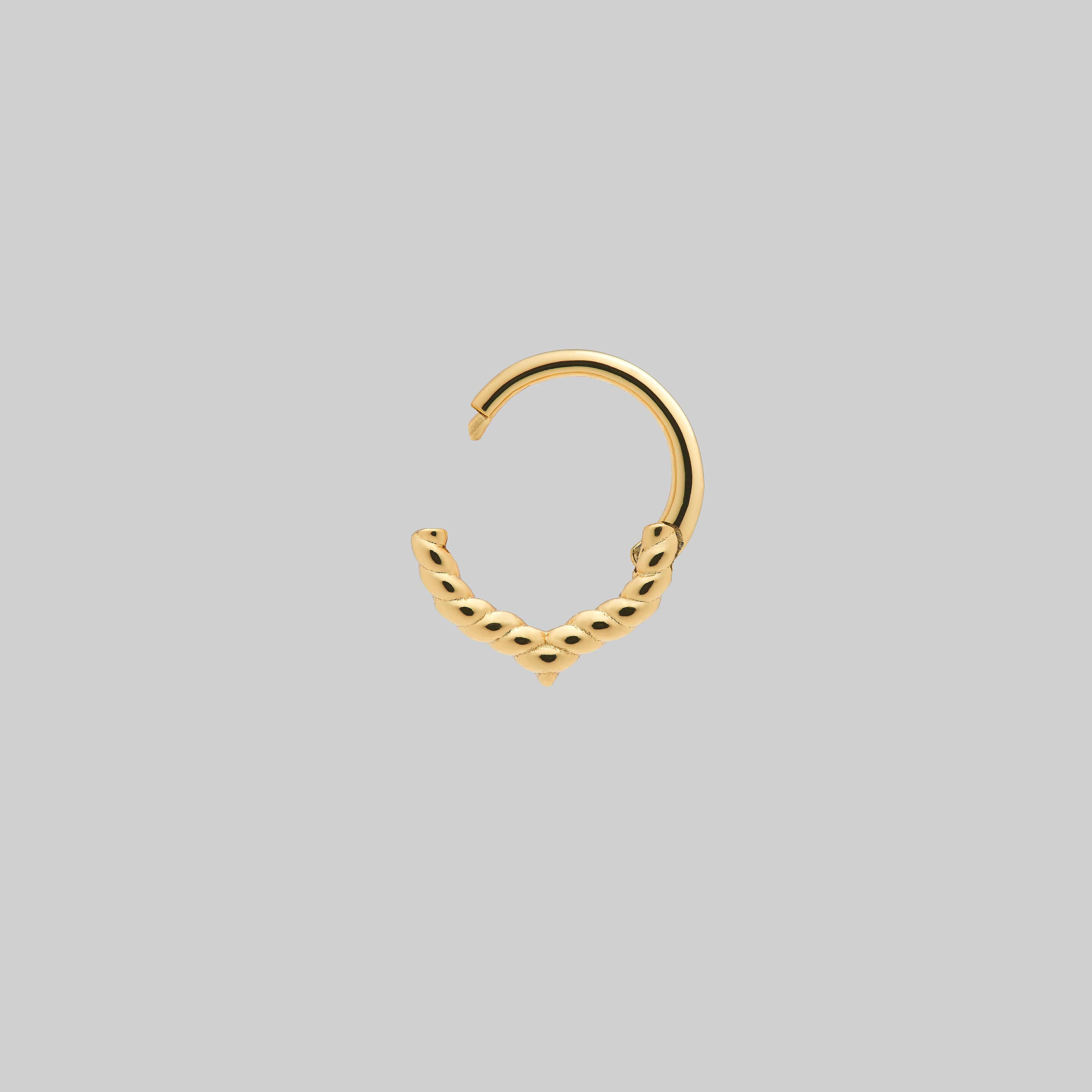 Gold detailed simple septum clicker ring