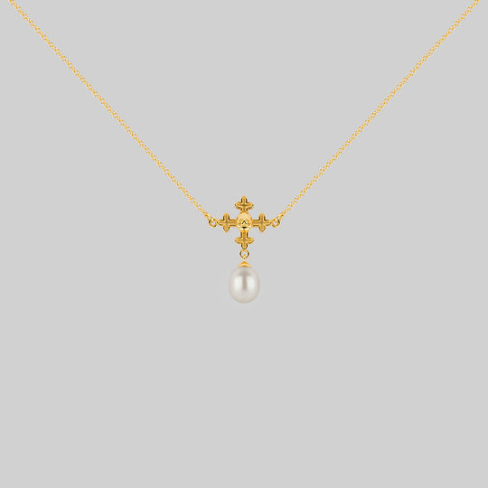 OPHELIA. Medieval Cross Collar - Gold