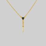 Gold gothic dainty black heart dagger necklace