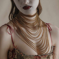 gold multi layered sparkle body chain